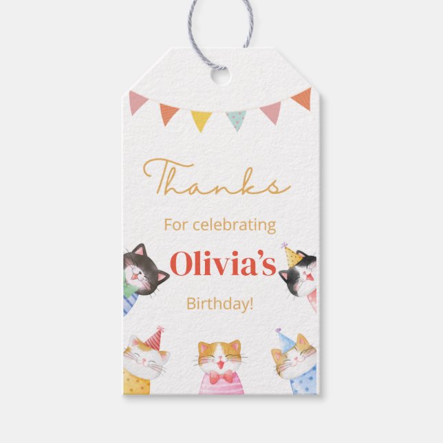 Geburtstagsgeschenk-Tag Katzengebäck, Kätzchen Sie Geschenkanhänger (Vorderseite)