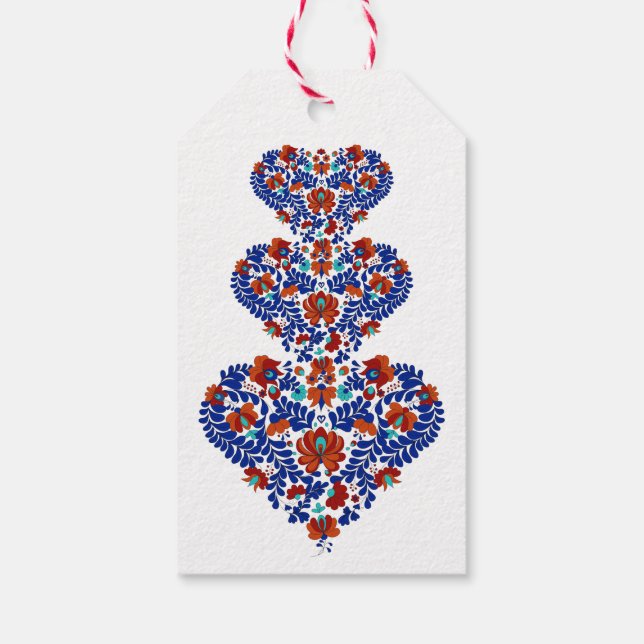 Geburtstagsgeschenk / Ungarisch Rustikale Matyo Geschenkanhänger (Rückseite)