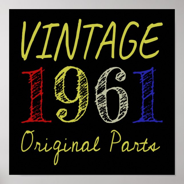 Geburtstagsgeschenk Vintag 1961 Originalteile Poster (Vorne)