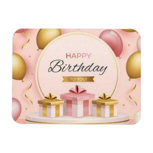 Geburtstagsgeschenke Liebe Kuchen Gold rosa Ballon Magnet