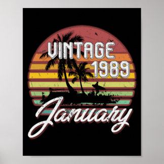 Geburtstagsgeschenke Retro Vintag Januar 1989 Poster
