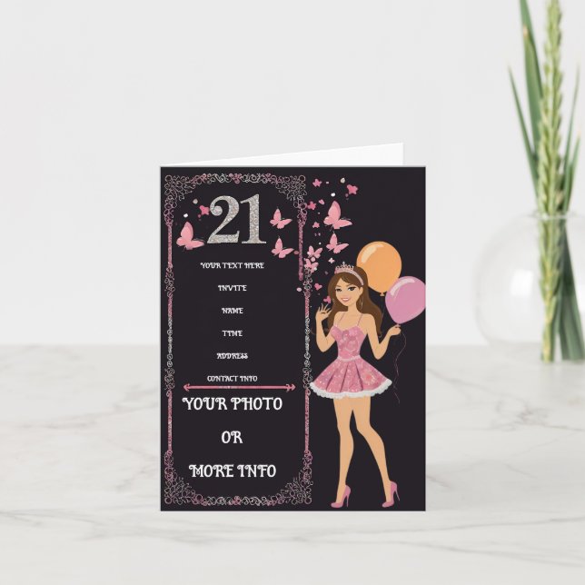 Geburtstagsgestaltung mit Optionen für personalisi Einladung (Vorderseite)