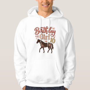 Geburtstagsgirl 10 Pferde Floral Vektor Design_1 Hoodie
