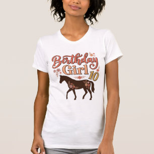 Geburtstagsgirl 10 Pferde Floral Vektor Design_1 T-Shirt
