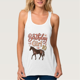 Geburtstagsgirl 10 Pferde Floral Vektor Design_1 Tank Top