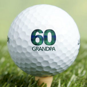 Geburtstagsgrandpa-Geschenk - Blau grün Kariert 60 Golfball