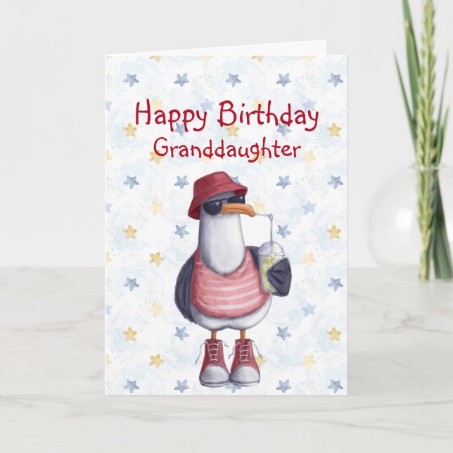 Geburtstagsgrandtochter Spaß Cool Seagull Bird Karte (Vorderseite)
