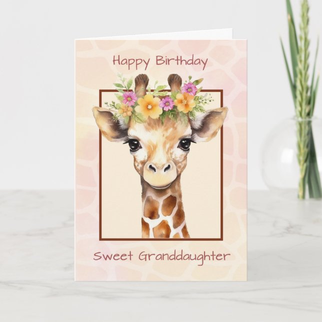 Geburtstagsgrandtochter Sweet Safari Jungle Giraff Karte (Vorderseite)