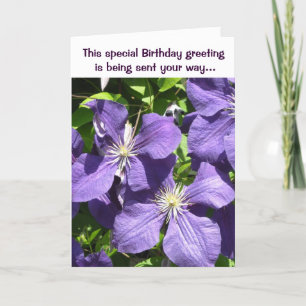 Geburtstagsgrüße Lila Clematis Karte