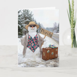 Geburtstagshitchhiking-Schneefrau mit Florida-Schi Karte