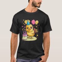 Geburtstagshuhn mit Luftballons und Partyhut-Kostü
