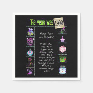 Geburtstagsjahr 1990 Party Paper Napkin Serviette
