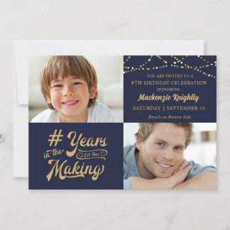 Geburtstagsjahre im 2. Foto Navy Gold Einladung