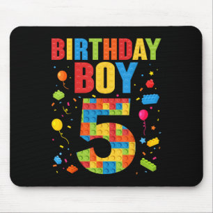 Geburtstagsjunge 5 Jahre alte Bausteine 5. Geburts Mousepad