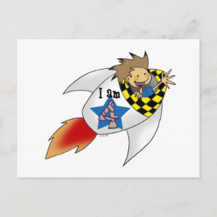 Geburtstagsjunge in einer Rakete Postkarte