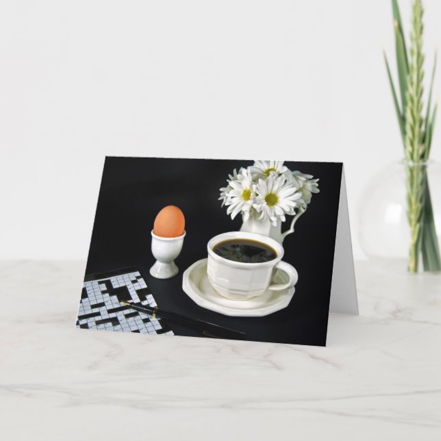 Geburtstagskaffee und Kreuzworträtsel Karte (Vorderseite)