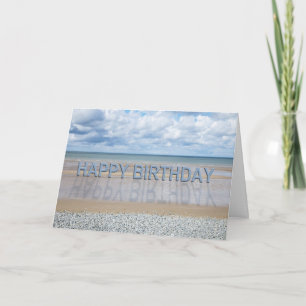 Geburtstagskarte am Strand mit 3D-Briefen Karte
