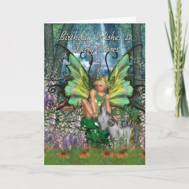 Geburtstagskarte - Angelica Fantasy Woodland Fairy Karte (Vorderseite)
