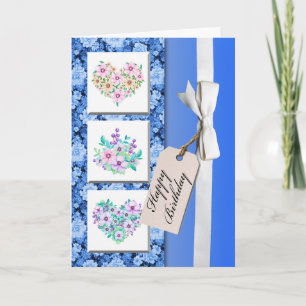 Geburtstagskarte Blumendesign Geschenkband Karte