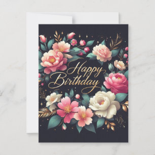 Geburtstagskarte - Blumendesign Postkarte