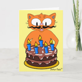 Geburtstagskarte Cartoon Katze Mustache Funny Pub Karte