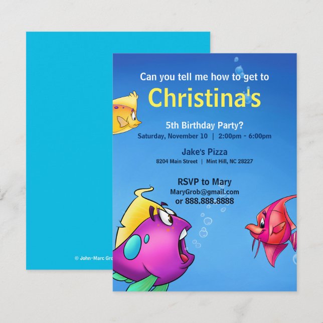 Geburtstagskarte der Blase Einladung (Vorne/Hinten)