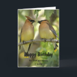 Geburtstagskarte der Vogelpaare I Liebe Karte<br><div class="desc">Custom Happy Birthday,  auf die Liebe der Frau I mit kuppelnden Zedar Waxwing Birnen</div>