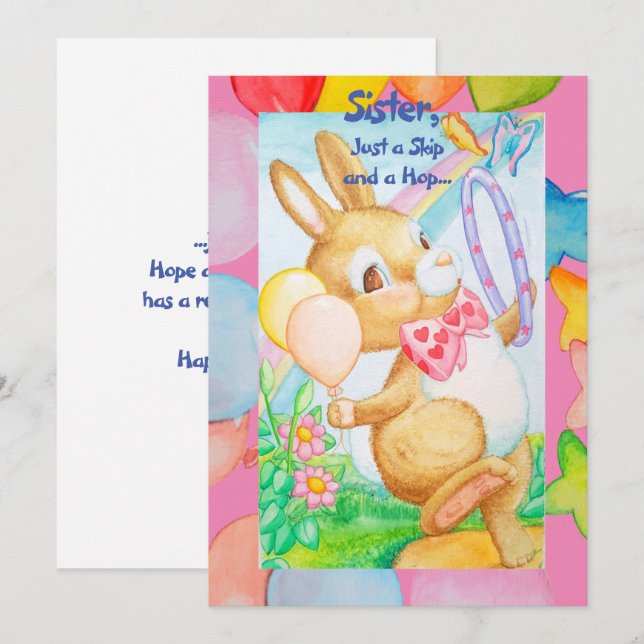 Geburtstagskarte einer Schwester (Vorne/Hinten)