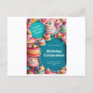 GEBURTSTAGSKARTE EINLADUNGSPOSTKARTE