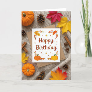 Geburtstagskarte fallen, Geburtstag fallen, Herbst Feiertagskarte