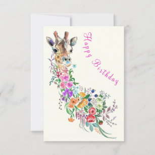 Geburtstagskarte Farbige Blume Bouquet Giraffe Karte