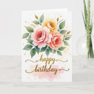 Geburtstagskarte Floral Gold Karte
