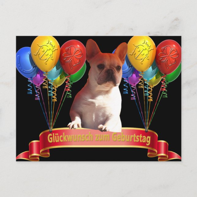 Geburtstagskarte französische Bulldogge Postkarte (Vorderseite)