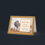 Geburtstagskarte für Husband Gold mit Heron Karte<br><div class="desc">Diese spezielle Karte zeigt ein Bild eines Gelben Kronenhersons in einem sumpfigen Bereich,  der auf eine Kiste auf der Kartenvorderseite mit den Worten "Mit Liebe zu meinem Ehemann" zeigt. Die Hauptfarben des Designs sind dunkles Gold und Beige. Es ist ein Rand um den Rand der Karte in dunklem Gold.</div>
