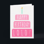 Geburtstagskarte für Lolo Karte<br><div class="desc">Geburtskarte für Lolo. Wenn du deinen Großvater Lolo anstelle von Opa anrufst, ist diese Geburtstagskarte perfekt für ihn. (Lolo bedeutet Großvater in Tagalog / Philippino.). Ihr Lolo wird auch das farbenfrohe, rosa-farbene Design dieser Geburtstagskarte mit einem Geburtstagskuchen mit der Aufschrift "Herzlichen Glückwunsch zum Geburtstag Lolo!" Liebe geben. Machen Sie diese...</div>