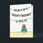 Geburtstagskarte für Lolo Karte<br><div class="desc">Sie nennen Ihren Großvater Lolo, nicht Opa. (Lolo bedeutet Großvater in Tagalog / Philippino.) Stellen Sie sich vor, wie aufgeregt Lolo sein wird, eine Geburtstagskarte zu erhalten, die speziell an ihn adressiert ist! Ihr Lolo wird auch das lustige, farbenfrohe Design dieser Karte mit Konfetti und Rationalisten, die "Glücklichen Geburtstag Lolo"...</div>