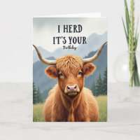 Geburtstagskarte Highland-Rind