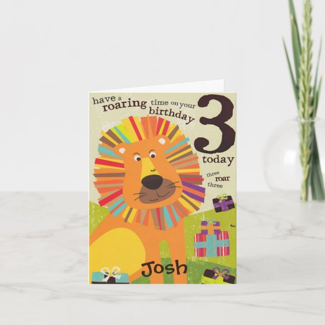 Geburtstagskarte - Jungen zum dritten Geburtstag Karte (Vorderseite)