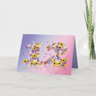 Geburtstagskarte mit Blumenbriefen Karte