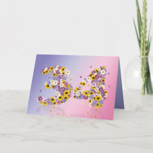 Geburtstagskarte mit Blumenbriefen Karte