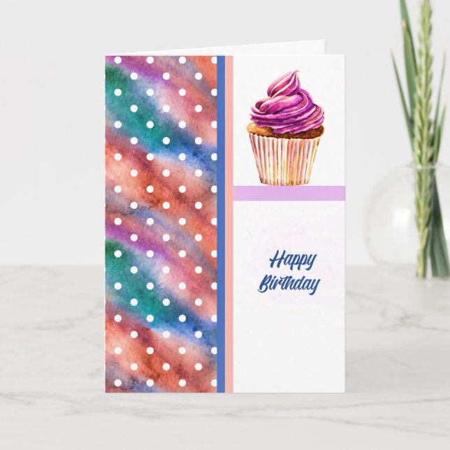 Geburtstagskarte mit Cupcake Karte (Vorderseite)