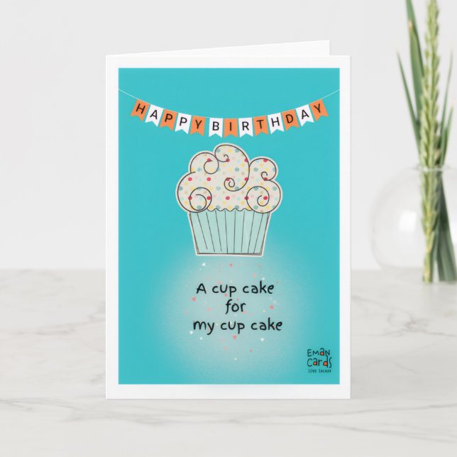 Geburtstagskarte mit Cupcake Karte (Vorderseite)