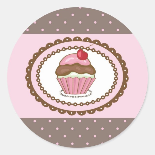 Geburtstagskarte mit cupcake runder aufkleber (Vorderseite)
