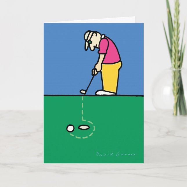 Geburtstagskarte mit Golfspielerillustration Karte (Vorderseite)