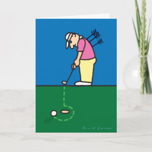 Geburtstagskarte mit Golfspielerillustration Karte