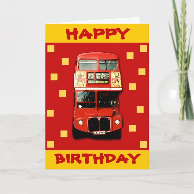 Geburtstagskarte mit Londoner Bus Karte (Vorderseite)
