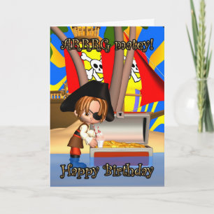 Geburtstagskarte mit Pirate, Arrg Matey! Karte