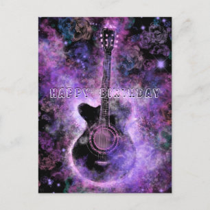 Geburtstagskarte mit romantischer Gitarre Postkarte