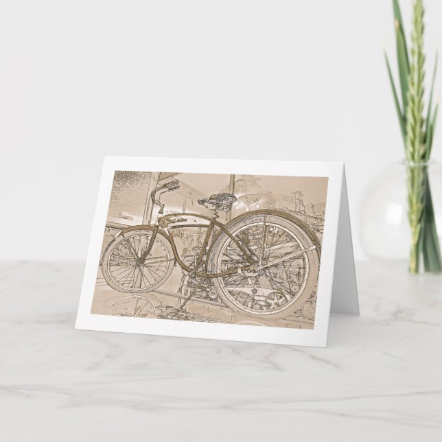 Geburtstagskarte mit Vintagem Fahrrad Karte (Vorderseite)