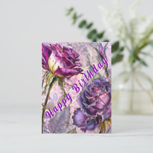 Geburtstagskarte mit violetten Rosen Postkarte